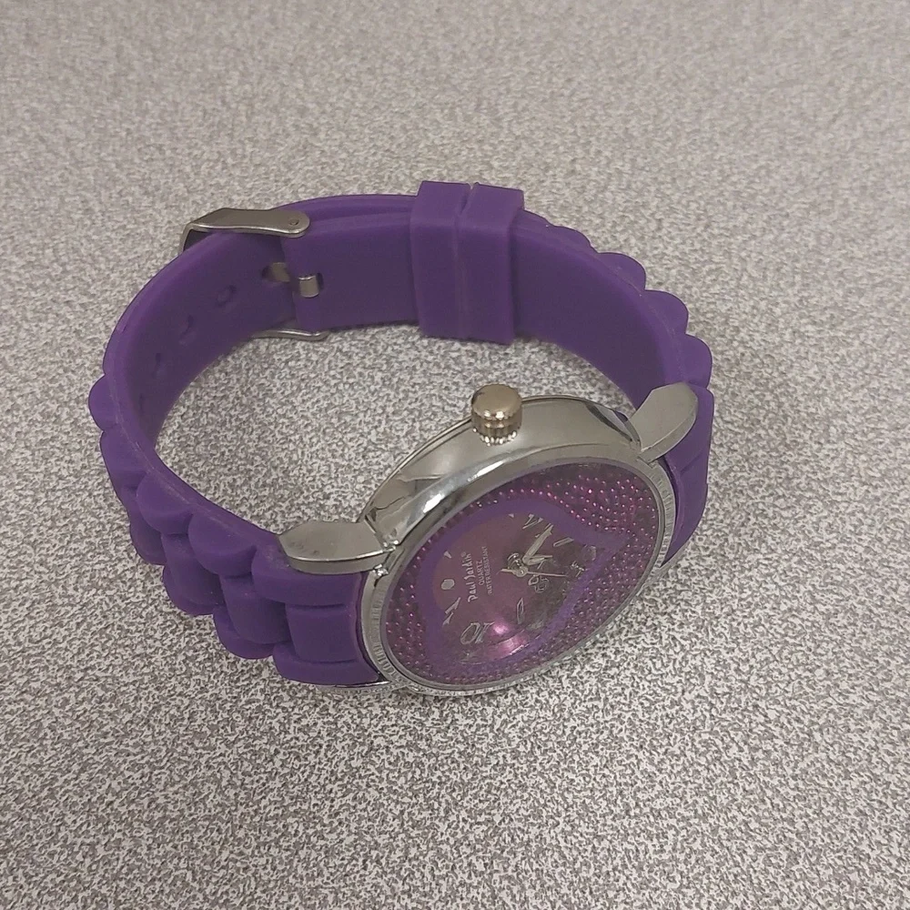 Paul Jardin Purple Stainless Steel Water Resistant Analog Silicone Watch